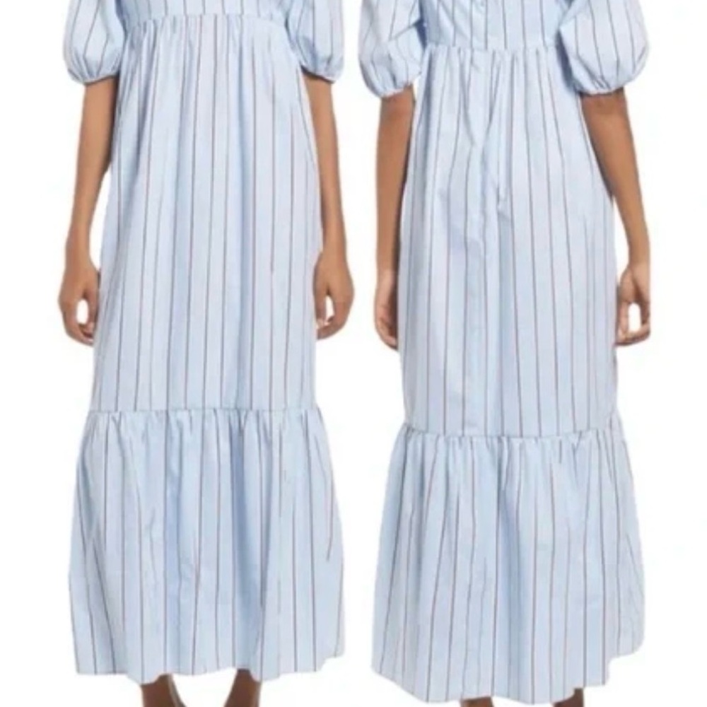 Striped Puff Sleeve Maxi Dress